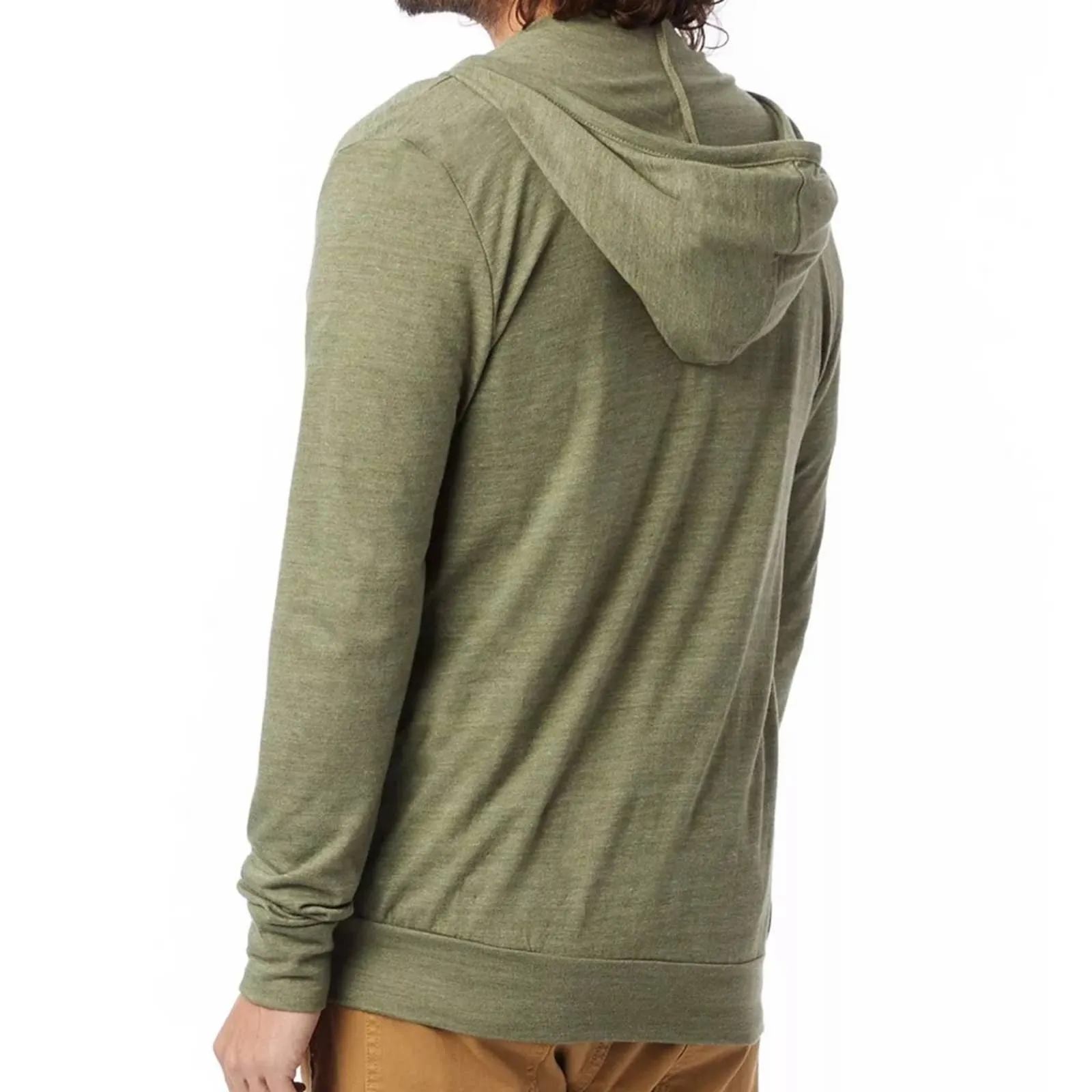 Alternative Men’s “True Army Green” Zip Up Hoodie, Drawstring Hood, Size XS, NWT