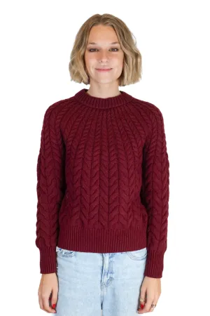 Ann Taylor Maroon Cable Knit Sweater (XS; retail $138)