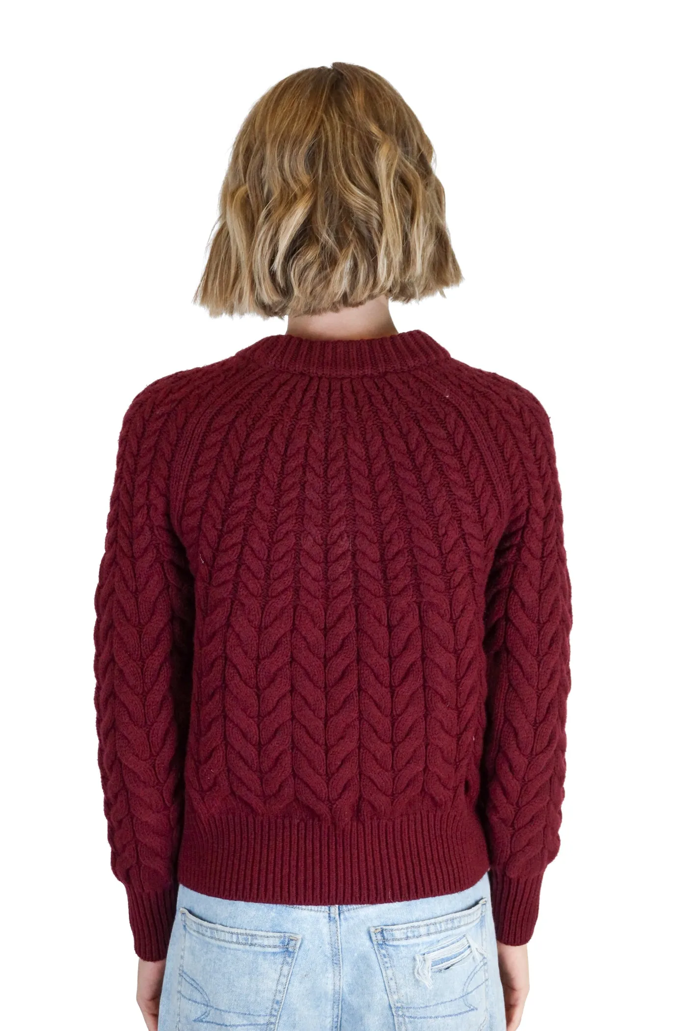 Ann Taylor Maroon Cable Knit Sweater (XS; retail $138)