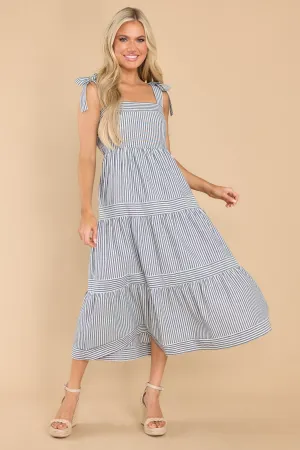 At The Orchard Navy Stripe Maxi Dress