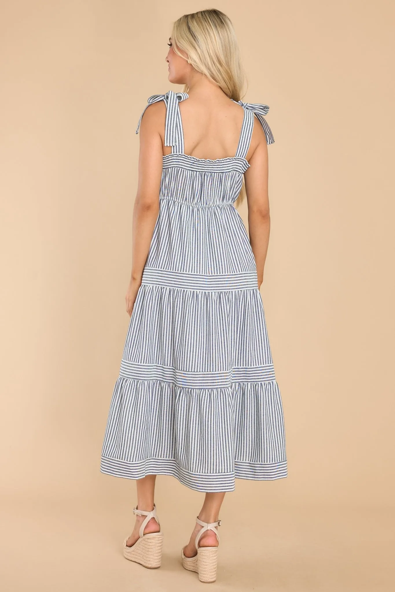 At The Orchard Navy Stripe Maxi Dress