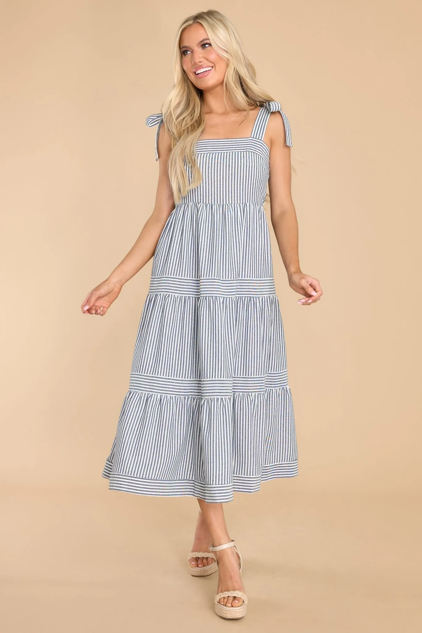 At The Orchard Navy Stripe Maxi Dress