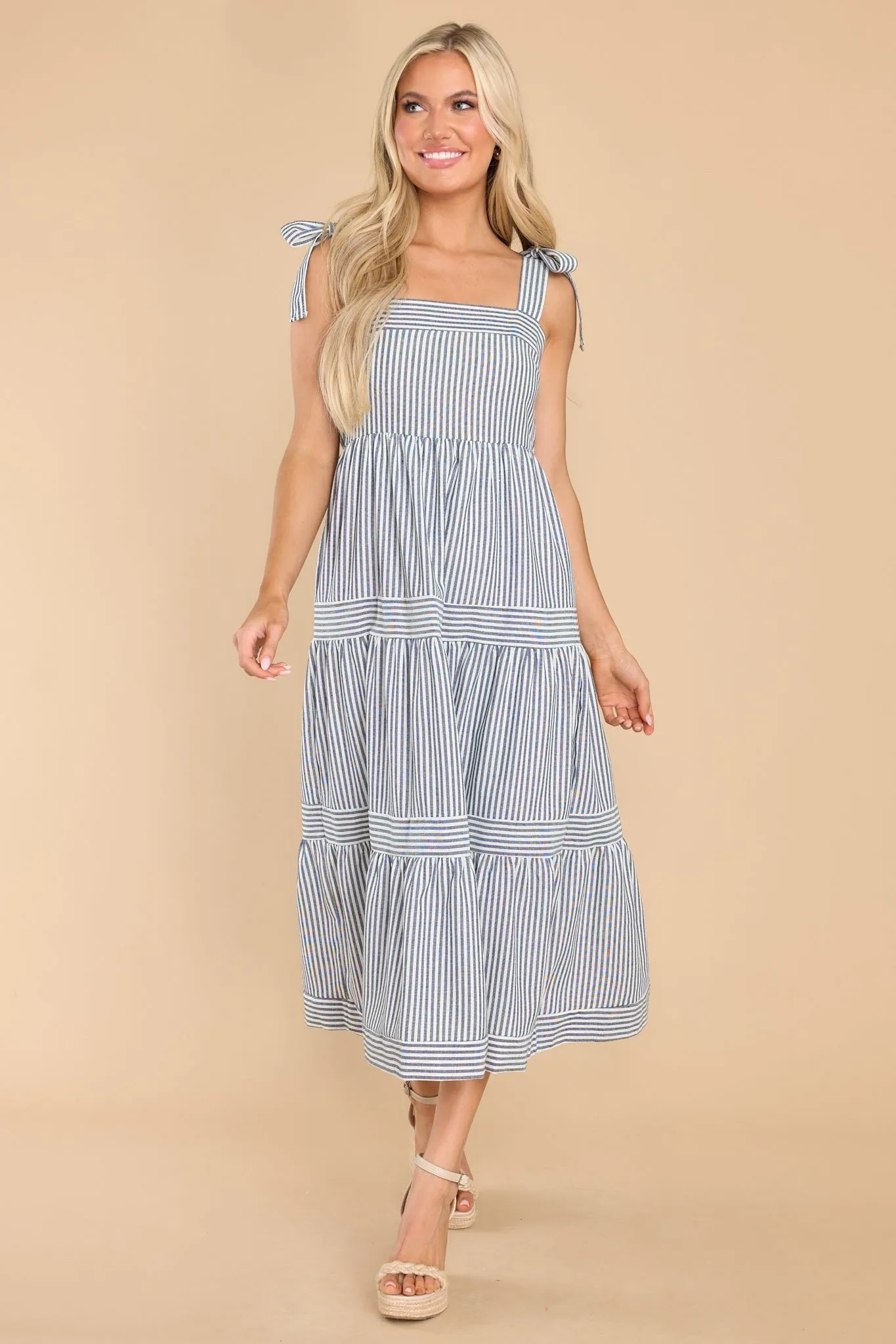 At The Orchard Navy Stripe Maxi Dress