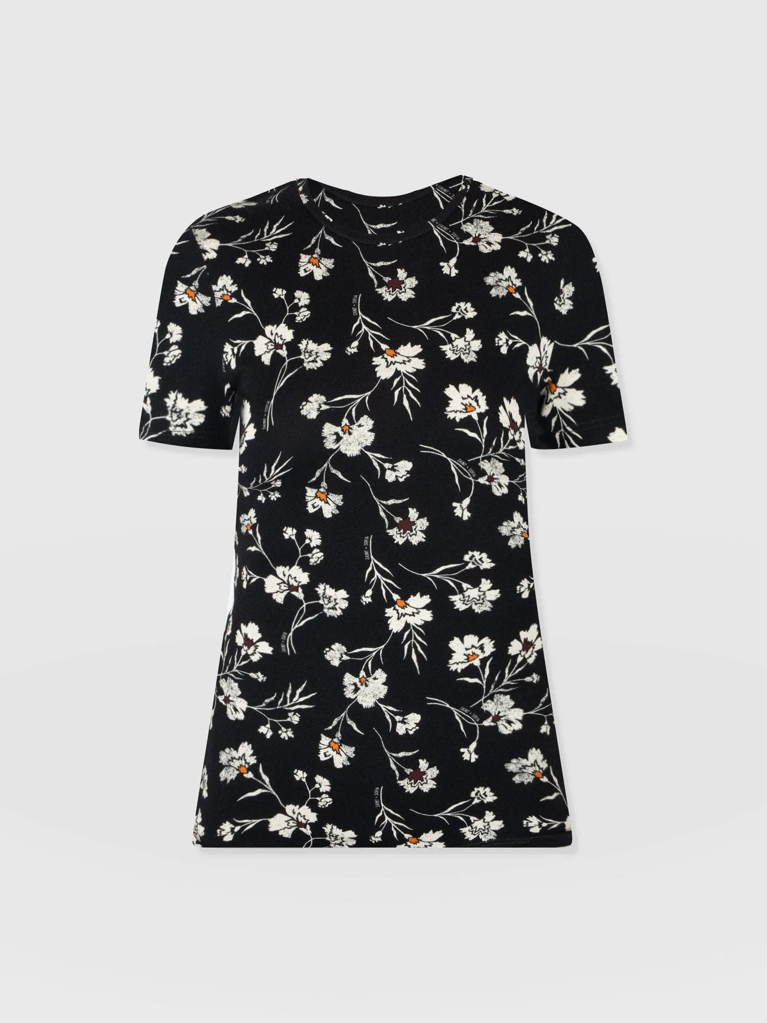 Austen Crew Neck Tee Short Sleeve - Black Spring Floral