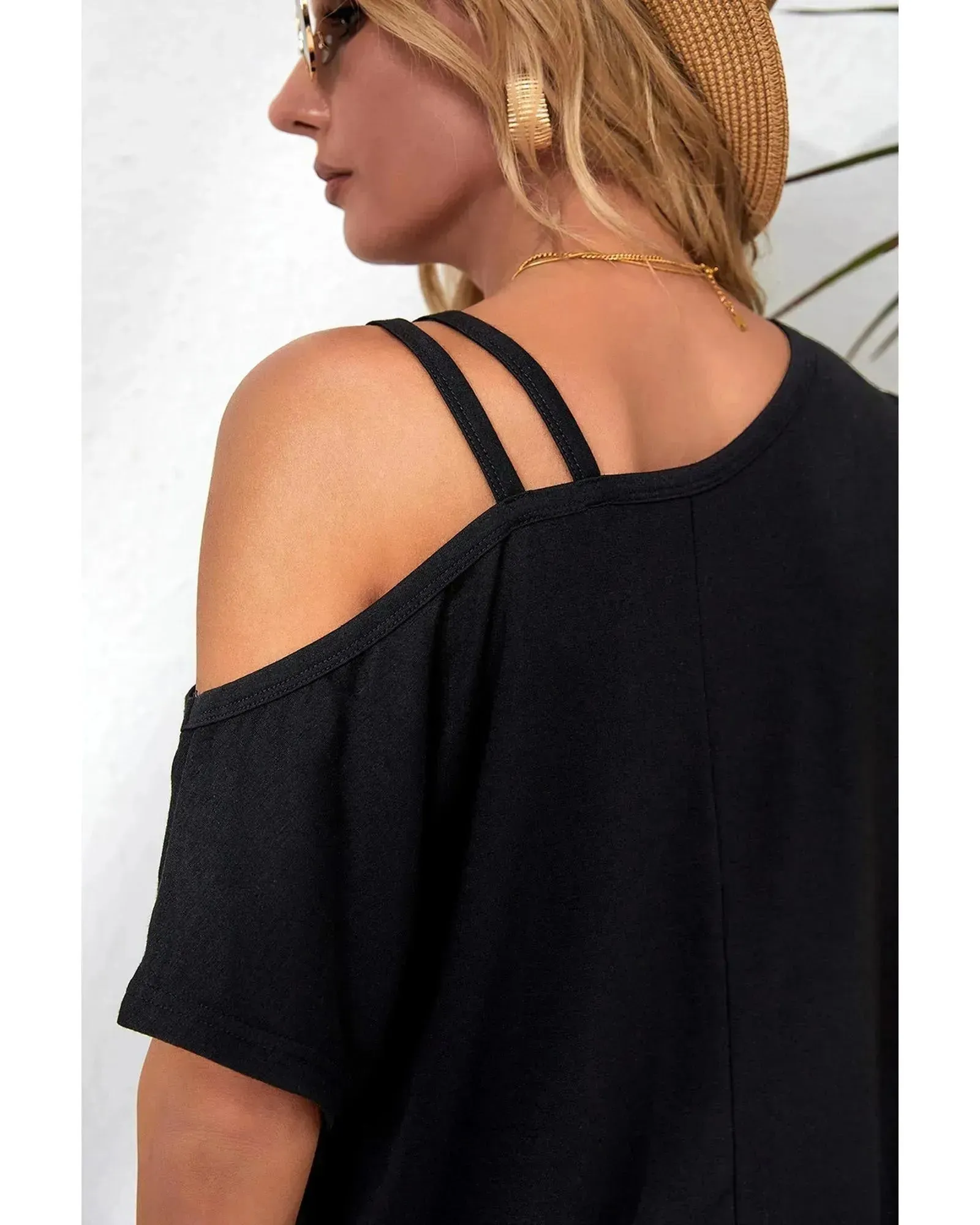 Azura Exchange Criss Cross One Shoulder T-Shirt - S