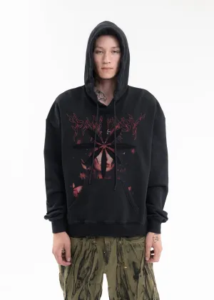 BLACK PATCHWORK PRINTED HOODIE