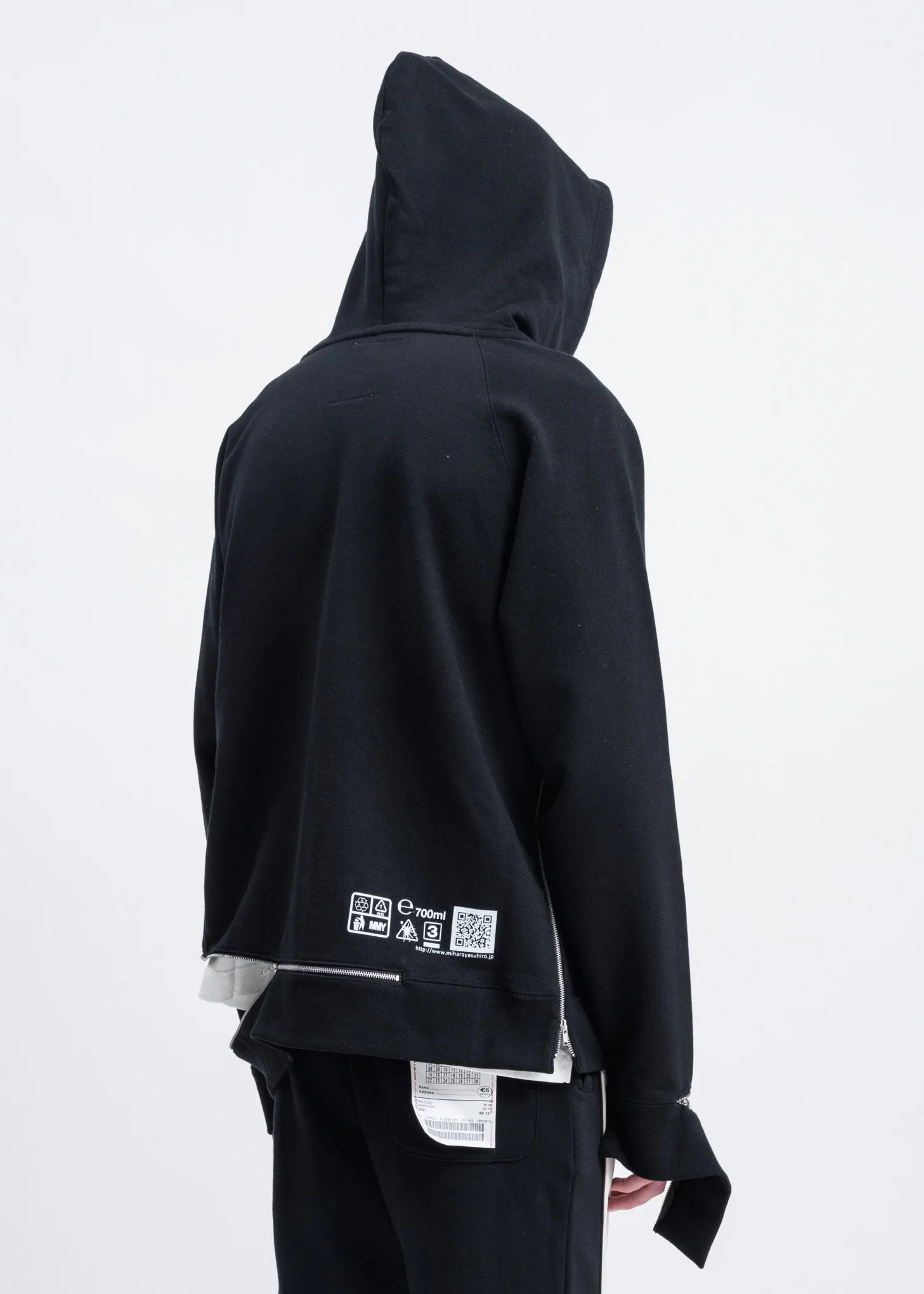 Black Side Slit Zip Hoodie