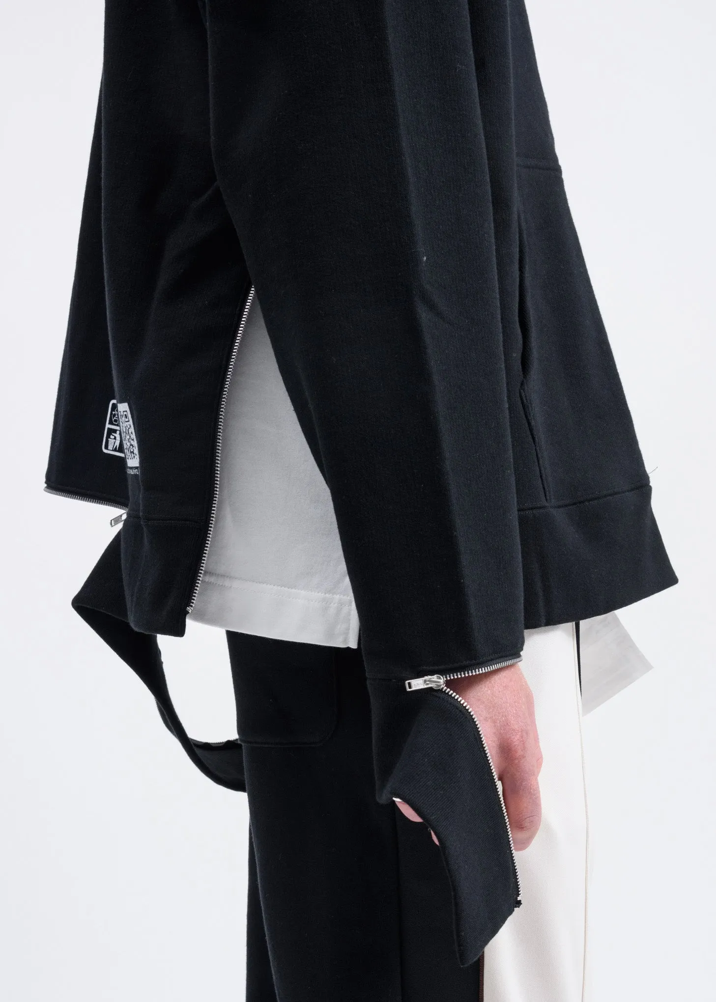 Black Side Slit Zip Hoodie