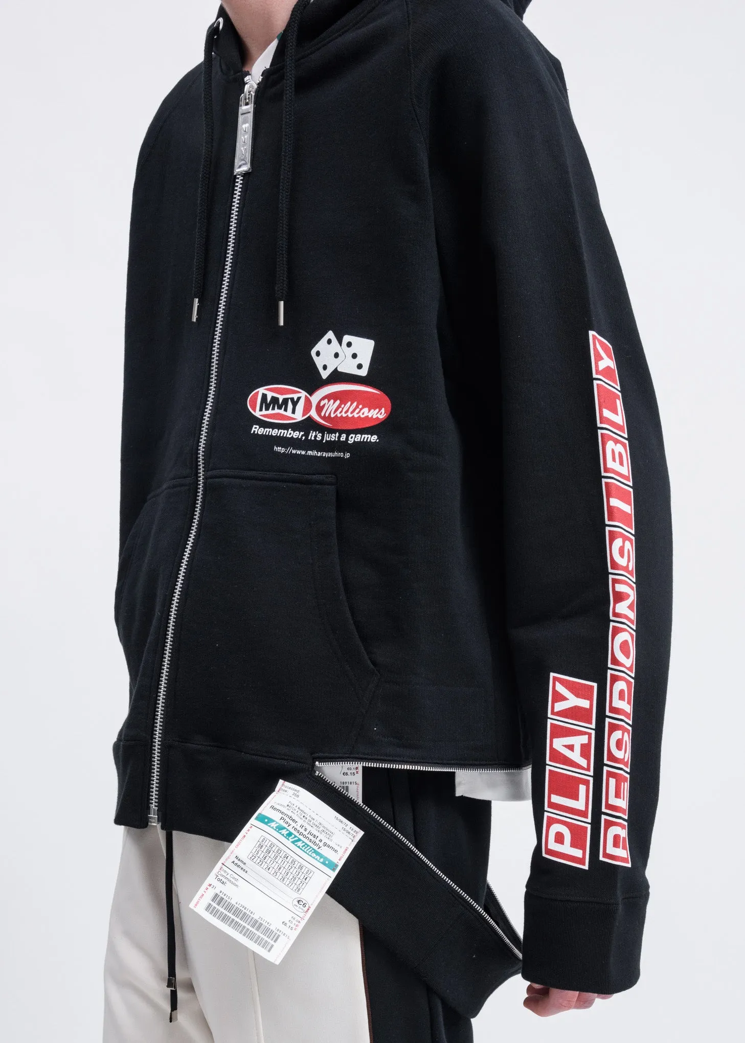 Black Side Slit Zip Hoodie