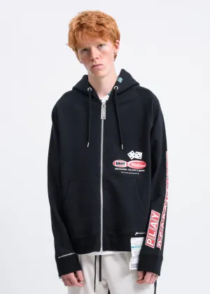 Black Side Slit Zip Hoodie