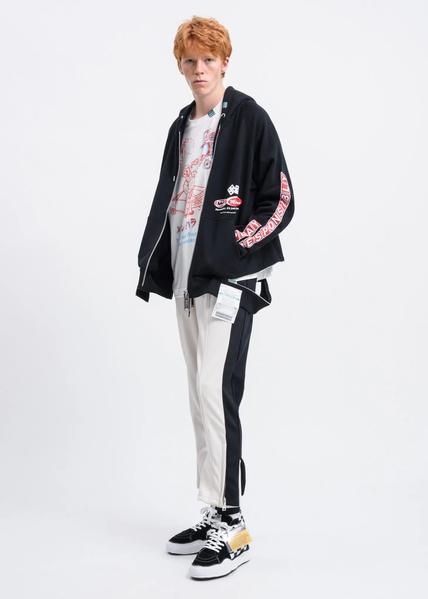 Black Side Slit Zip Hoodie