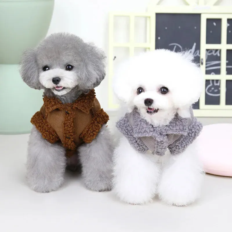 British Style Lamb Fleece Winter Dog Jacket - Warm Puppy Coat