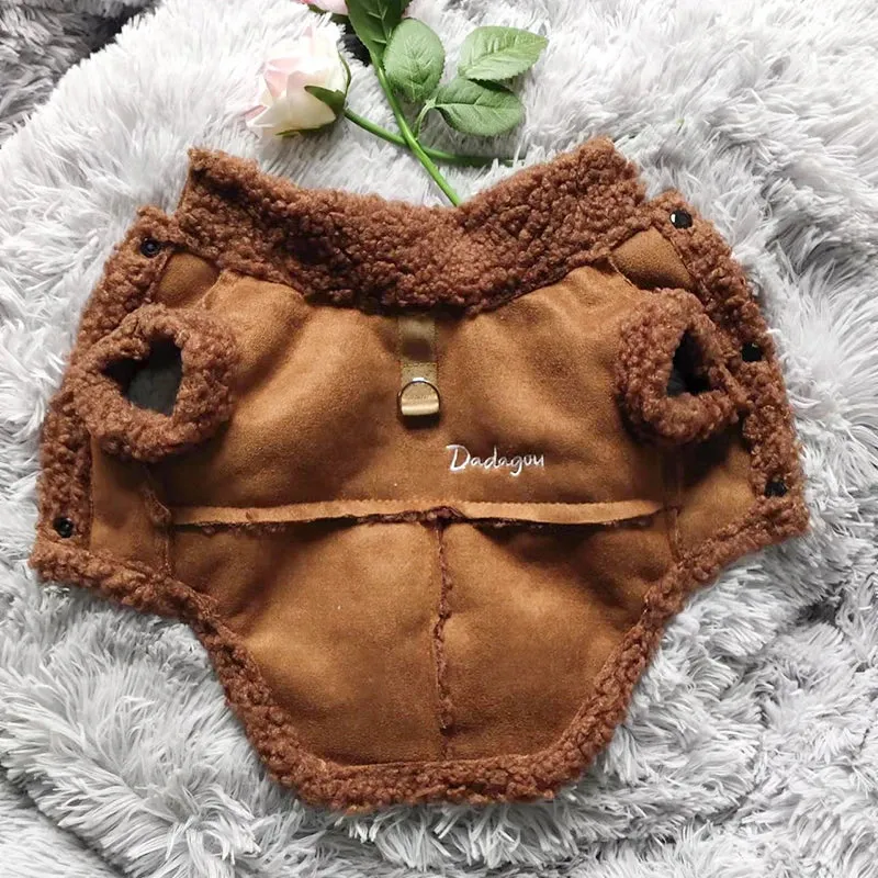 British Style Lamb Fleece Winter Dog Jacket - Warm Puppy Coat