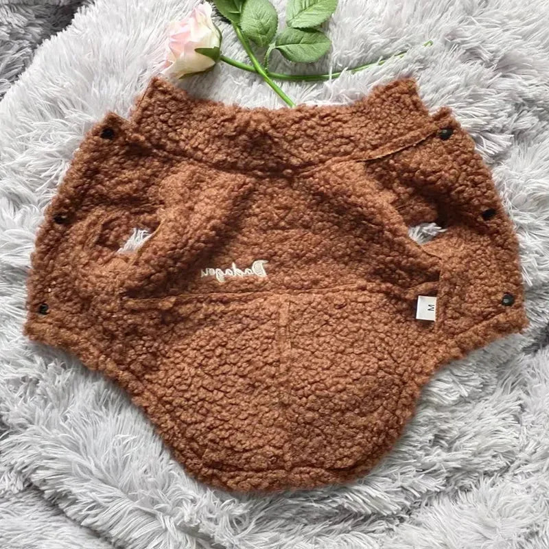 British Style Lamb Fleece Winter Dog Jacket - Warm Puppy Coat