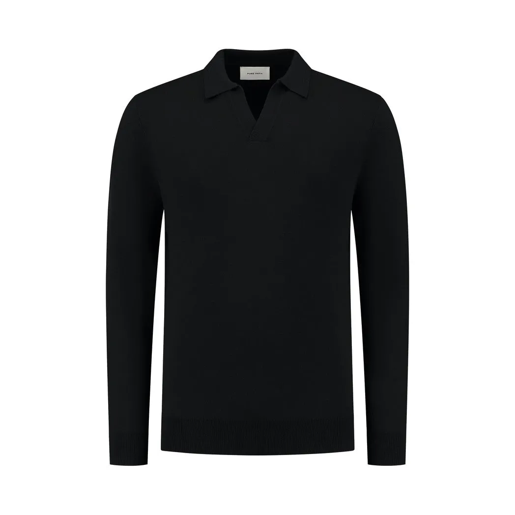 Buttonless Polo Knitwear Black