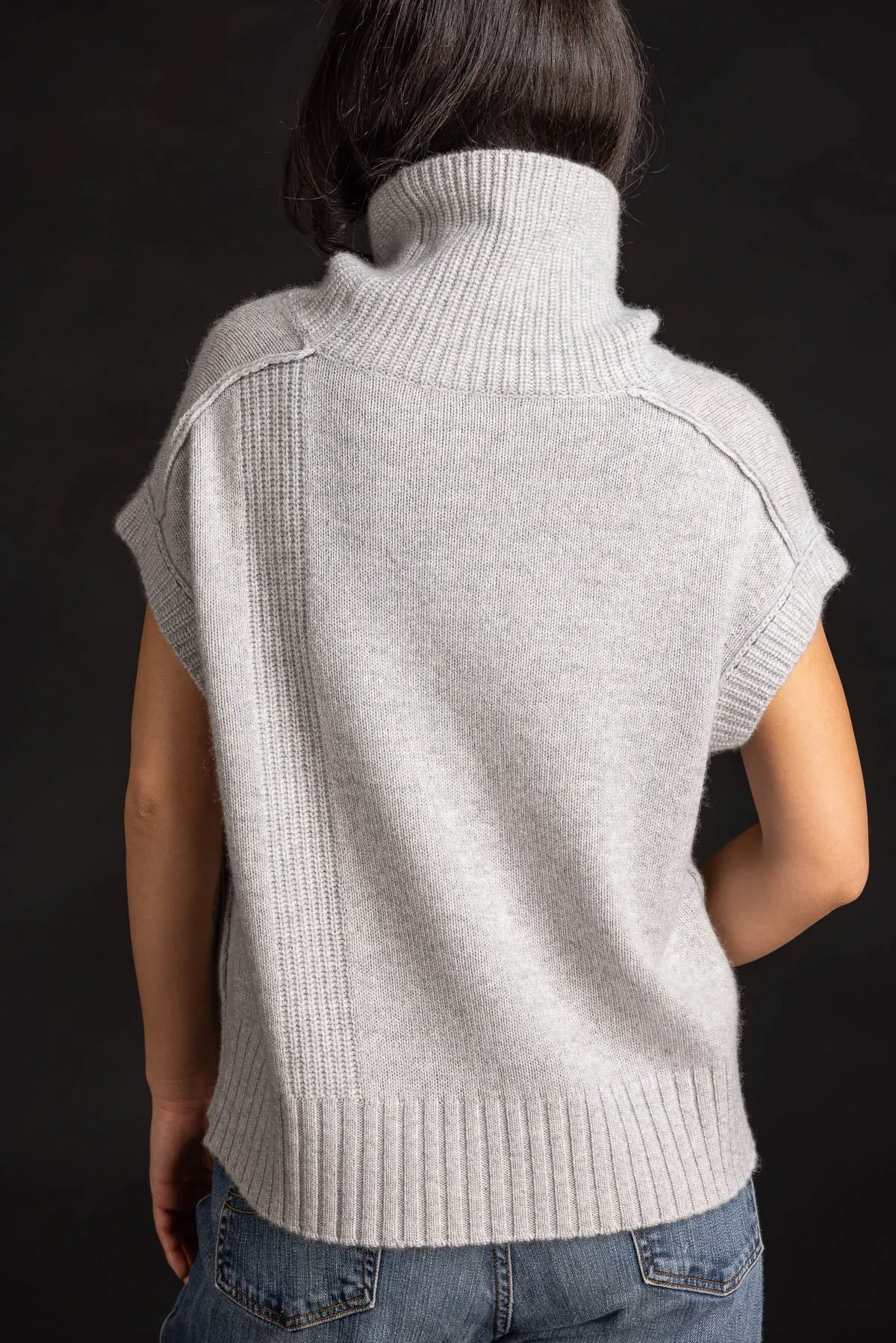 Cashmere Mock Pullover - Lt. Heather Grey