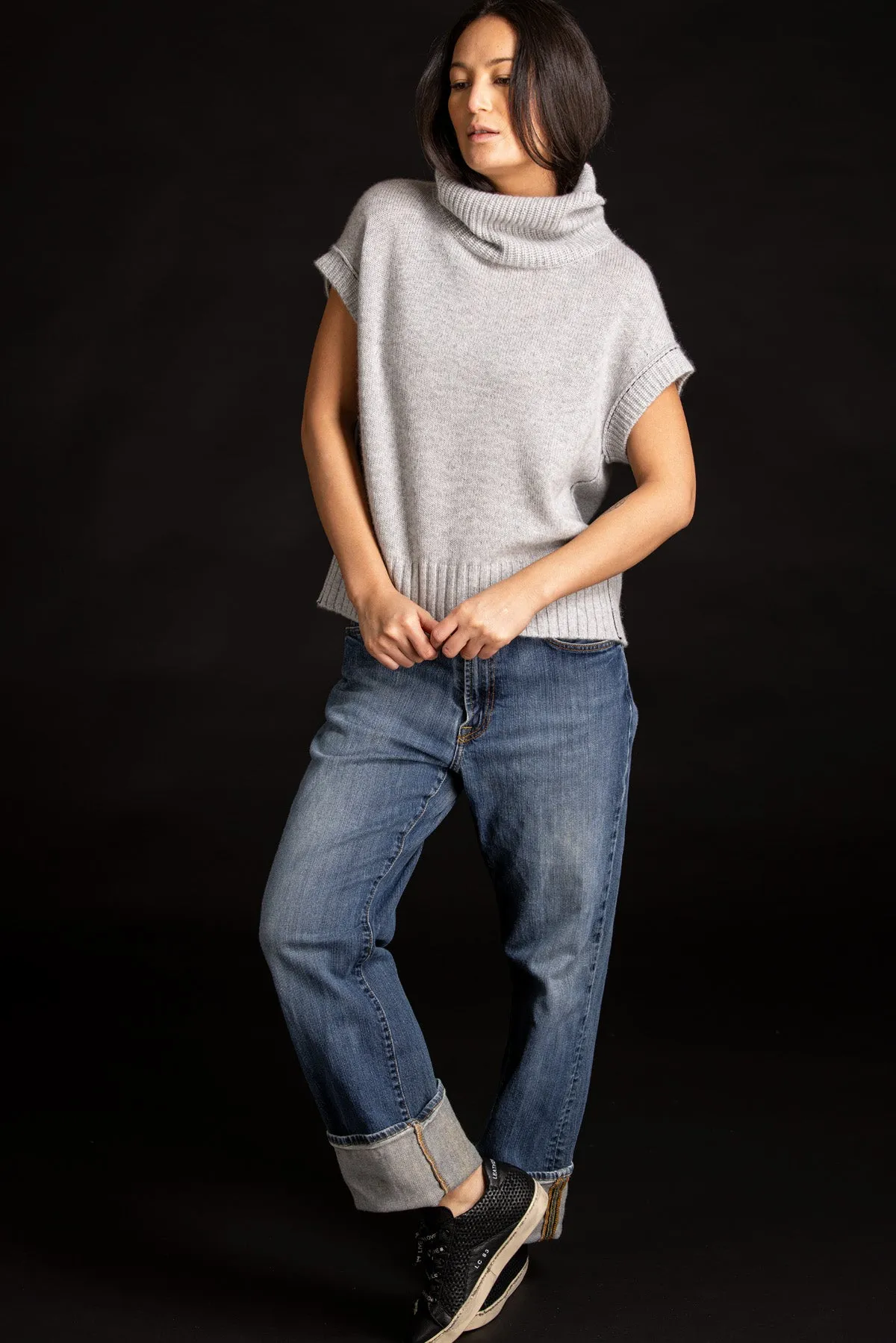 Cashmere Mock Pullover - Lt. Heather Grey