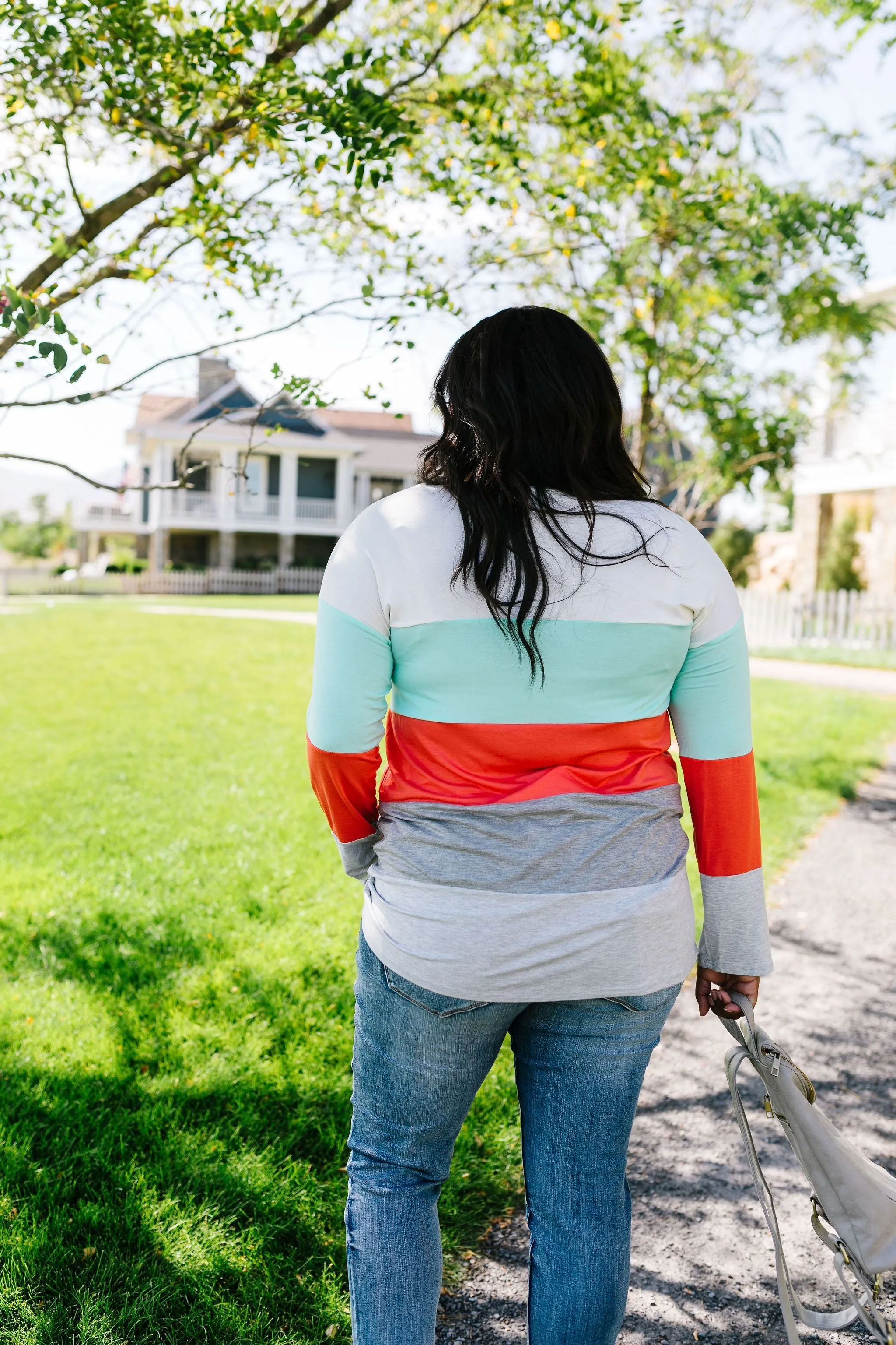 Coral   Mint Color Block Top