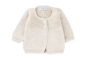 Cozy Sand Unisex Wool Cable Detail Baby Cardigan