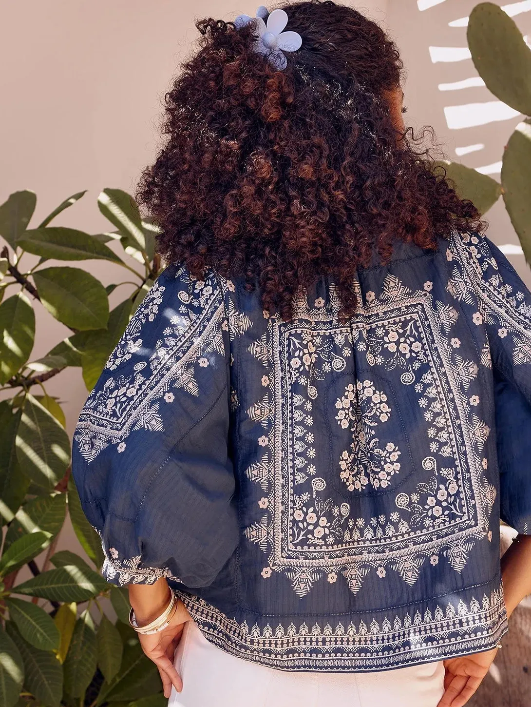 Eden Print Jacket - Indigo