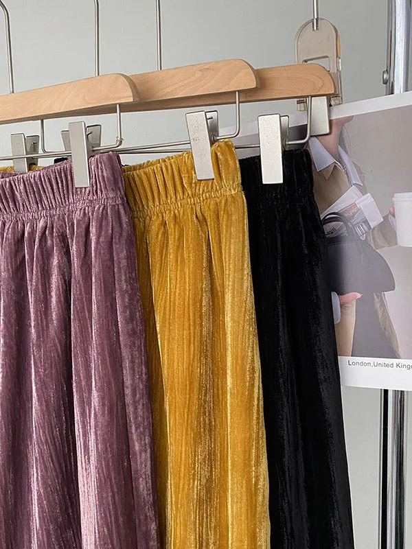 Elasticity Solid Color Split-Back High Waisted H-Line Skirts