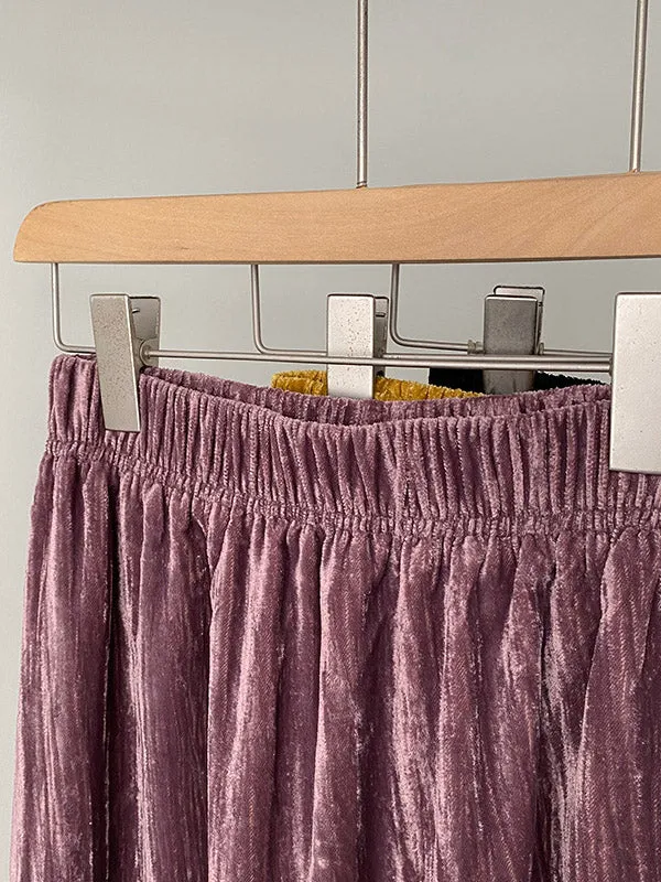 Elasticity Solid Color Split-Back High Waisted H-Line Skirts