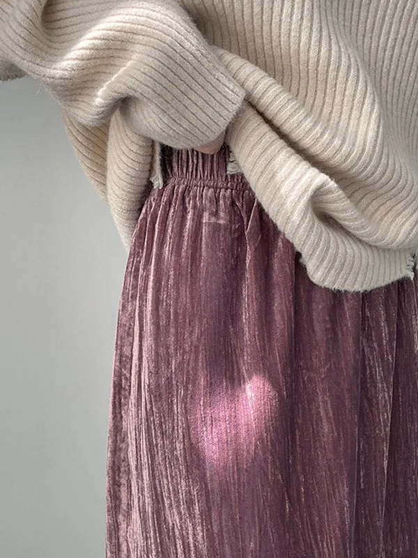 Elasticity Solid Color Split-Back High Waisted H-Line Skirts