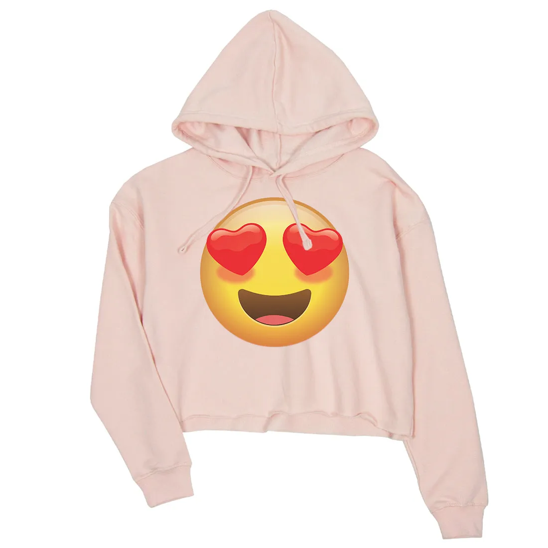Emoji-Heart Eyes Womens Crop Hoodie Loving Flirty Halloween Gift