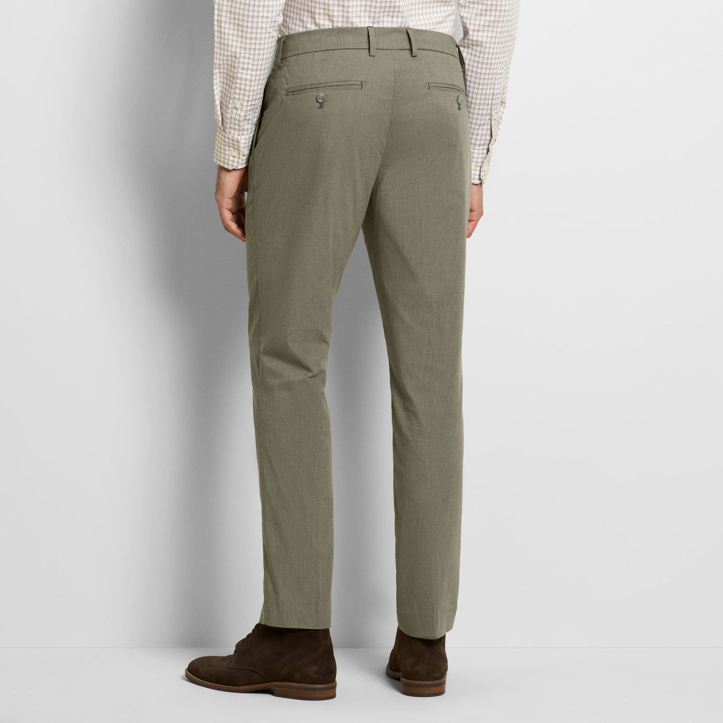 Fine Stripe Cotton Stretch Pant Straight Fit