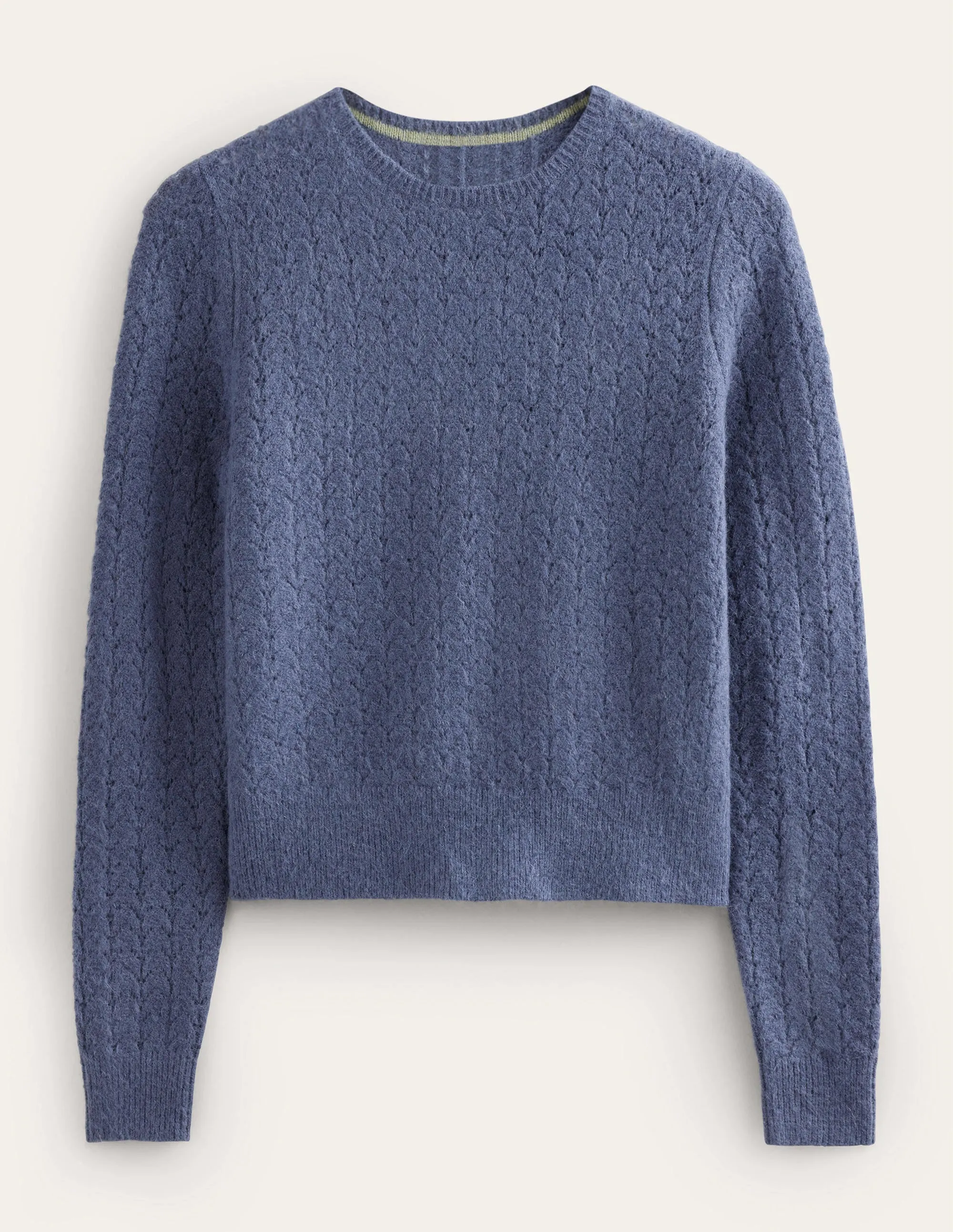 Fluffy Pointelle Jumper-Nightshadow Blue