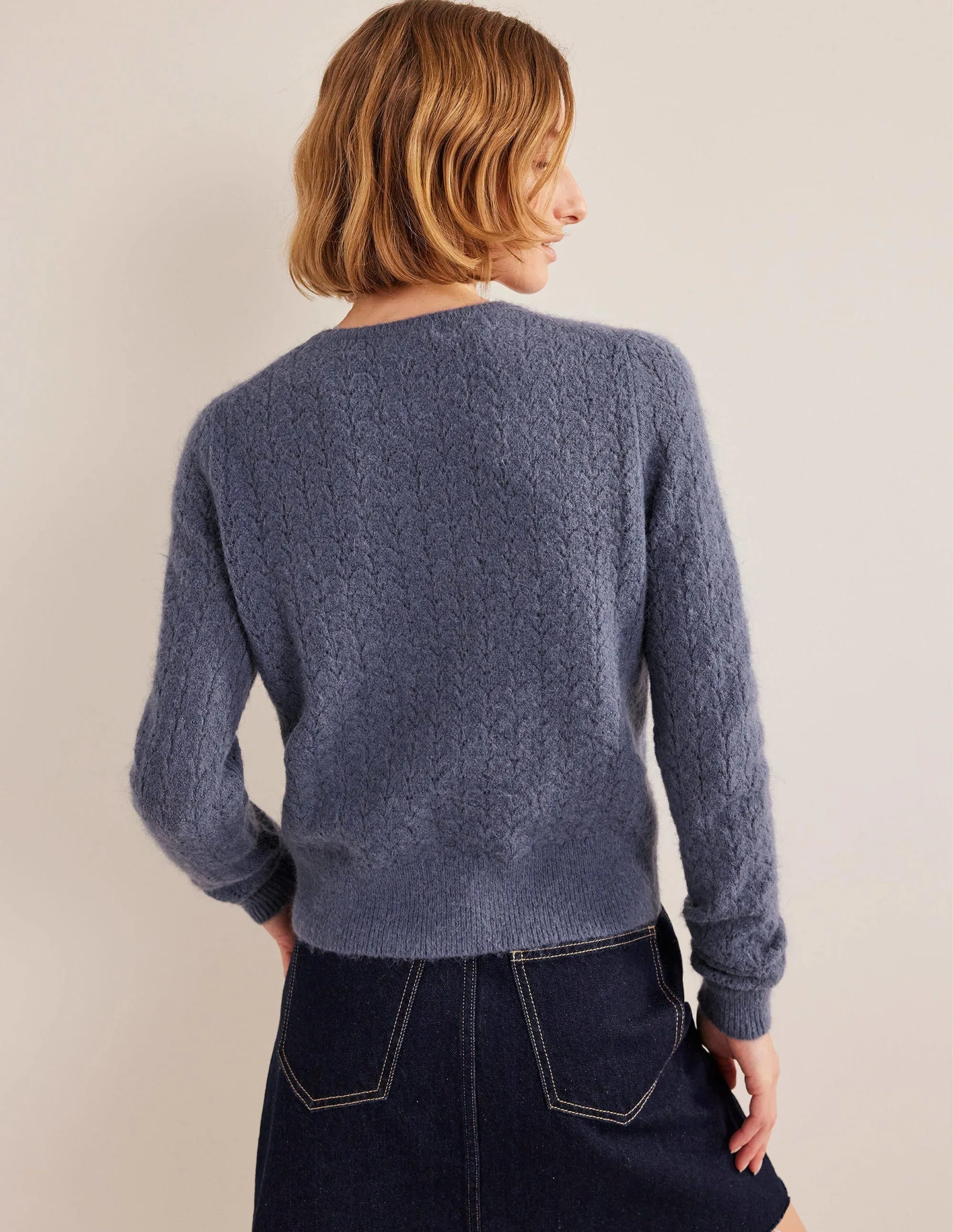 Fluffy Pointelle Jumper-Nightshadow Blue