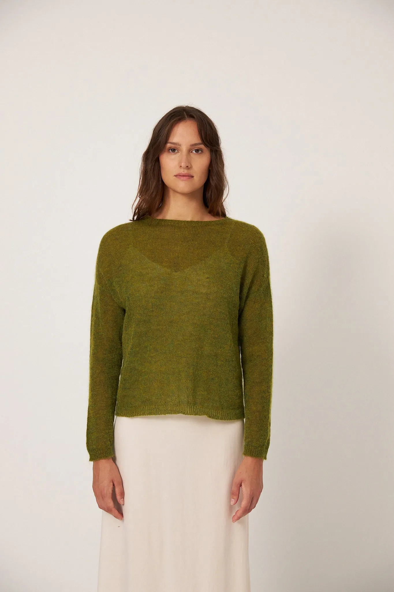 Francie Feather Knit Peridot Green