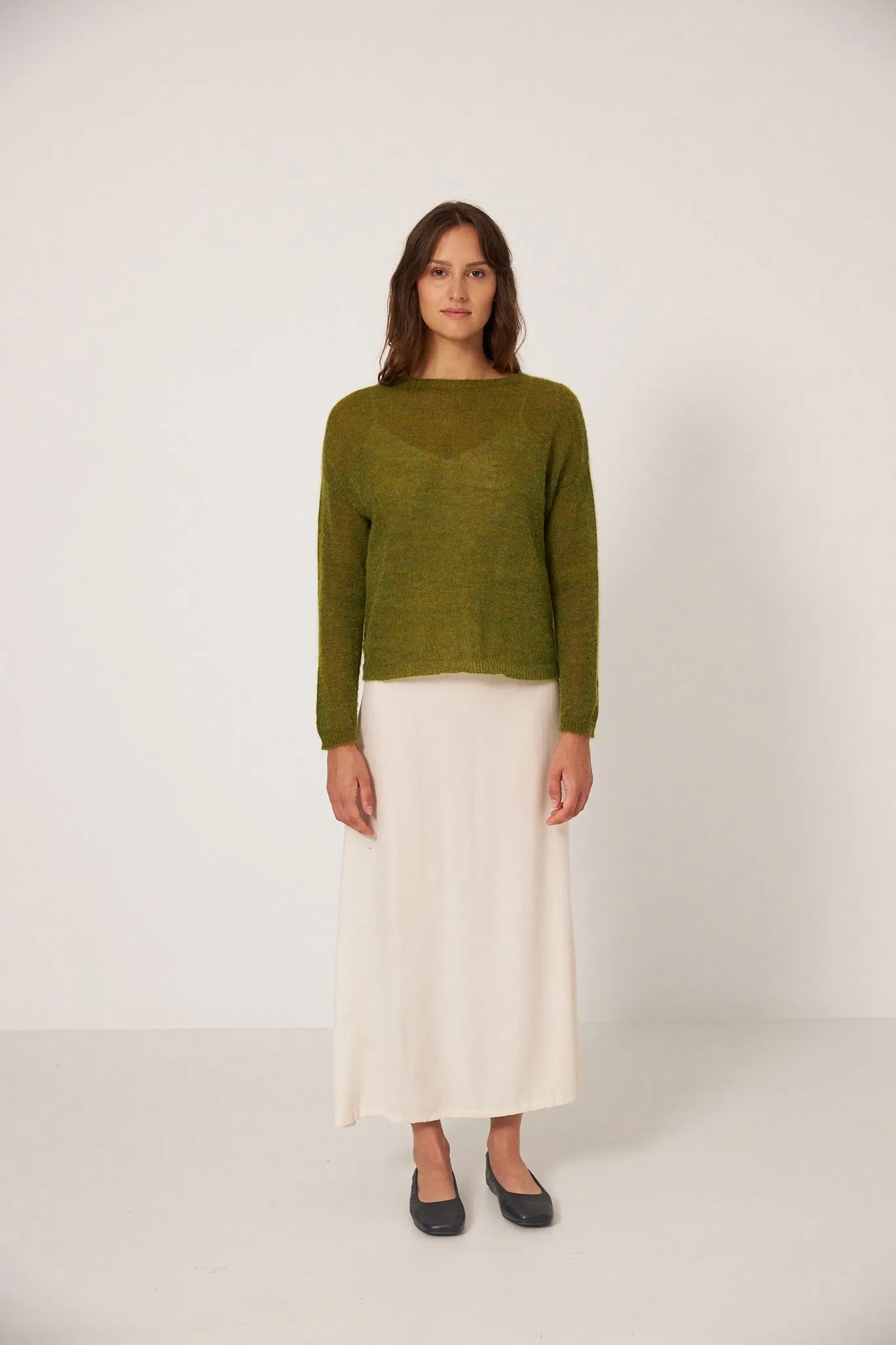 Francie Feather Knit Peridot Green