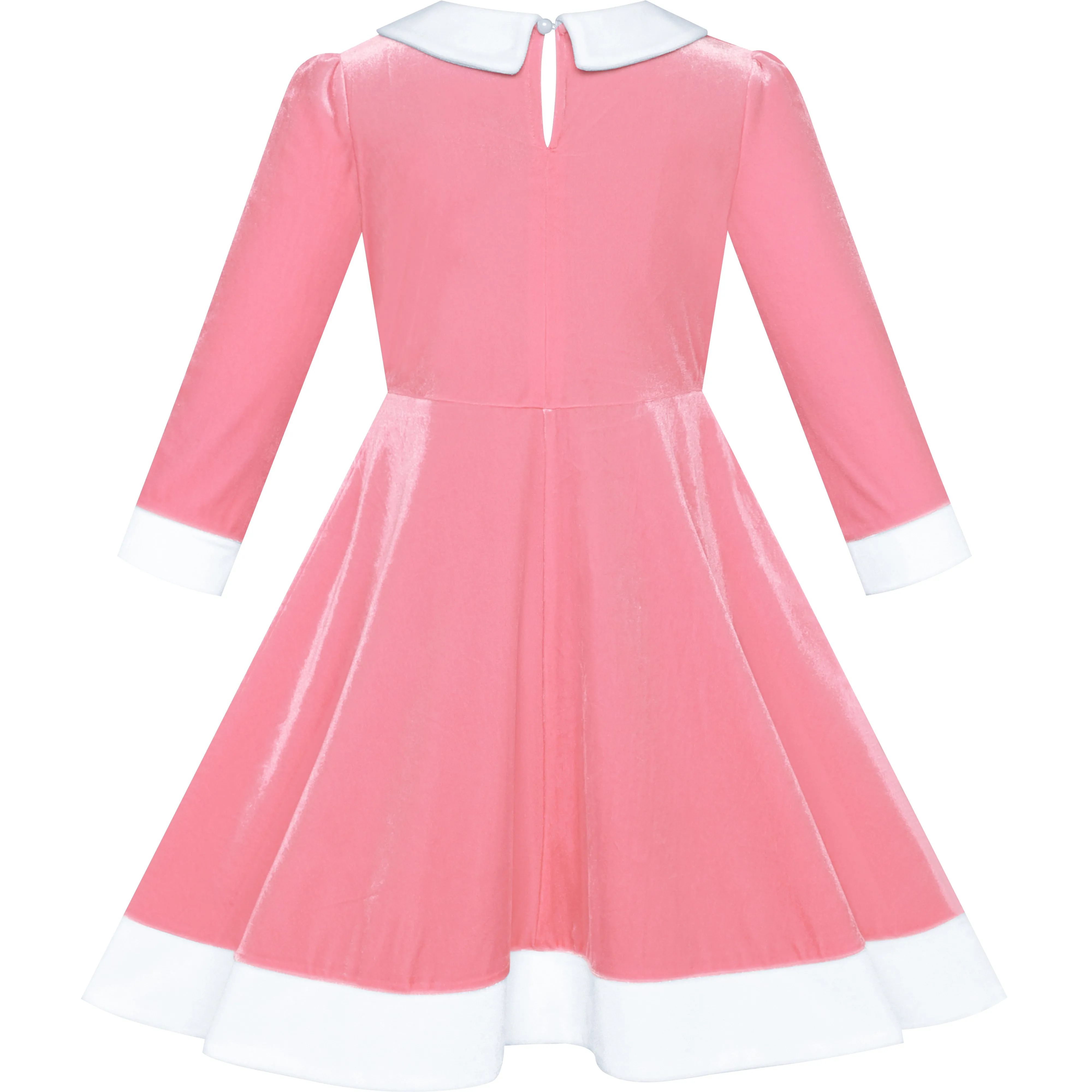 Girls Dress Rhinestone Ruffle Mock Collar Puff Sleeve Christmas Party Size 4-14 Years