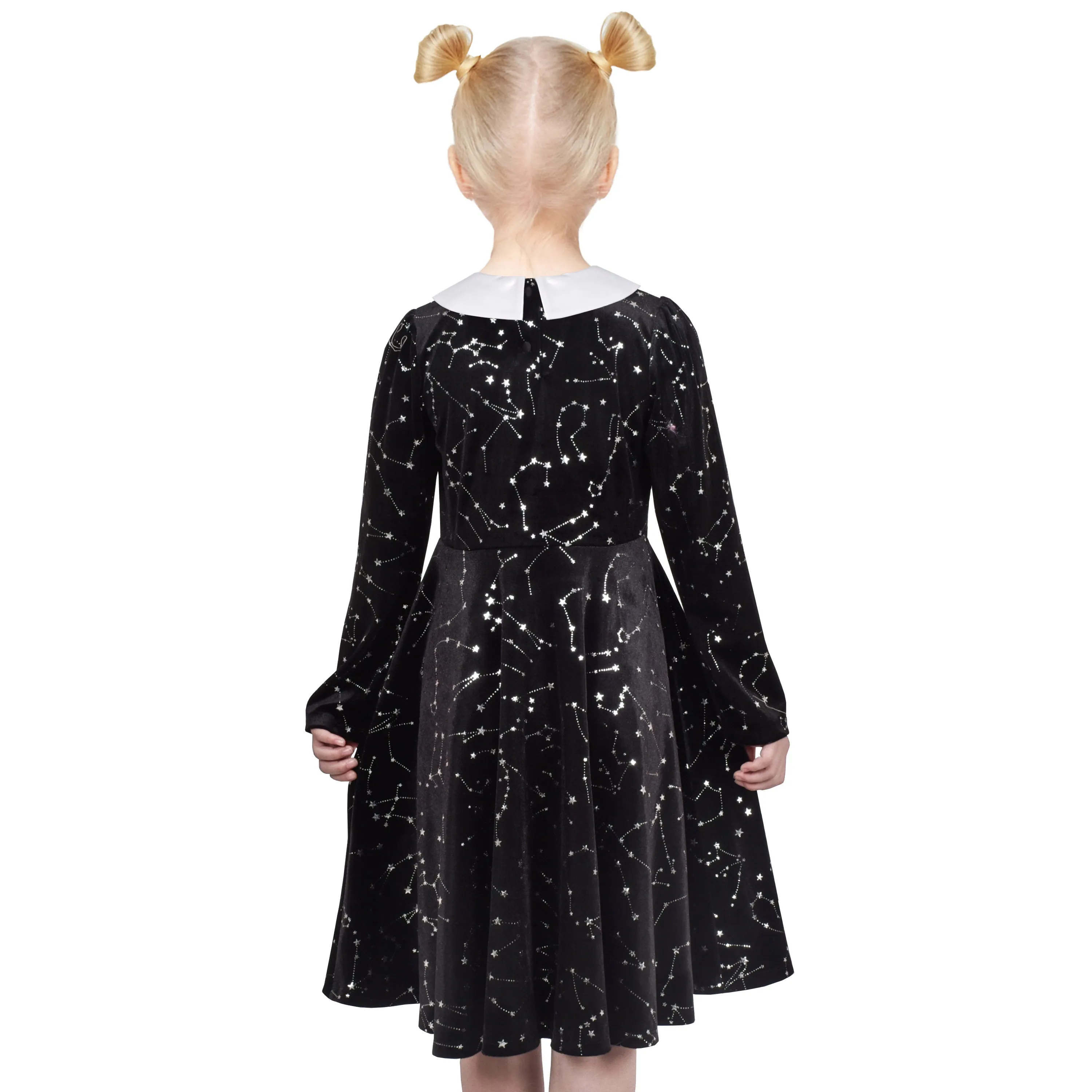 Girls Dress Rhinestone Ruffle Mock Collar Puff Sleeve Christmas Party Size 4-14 Years
