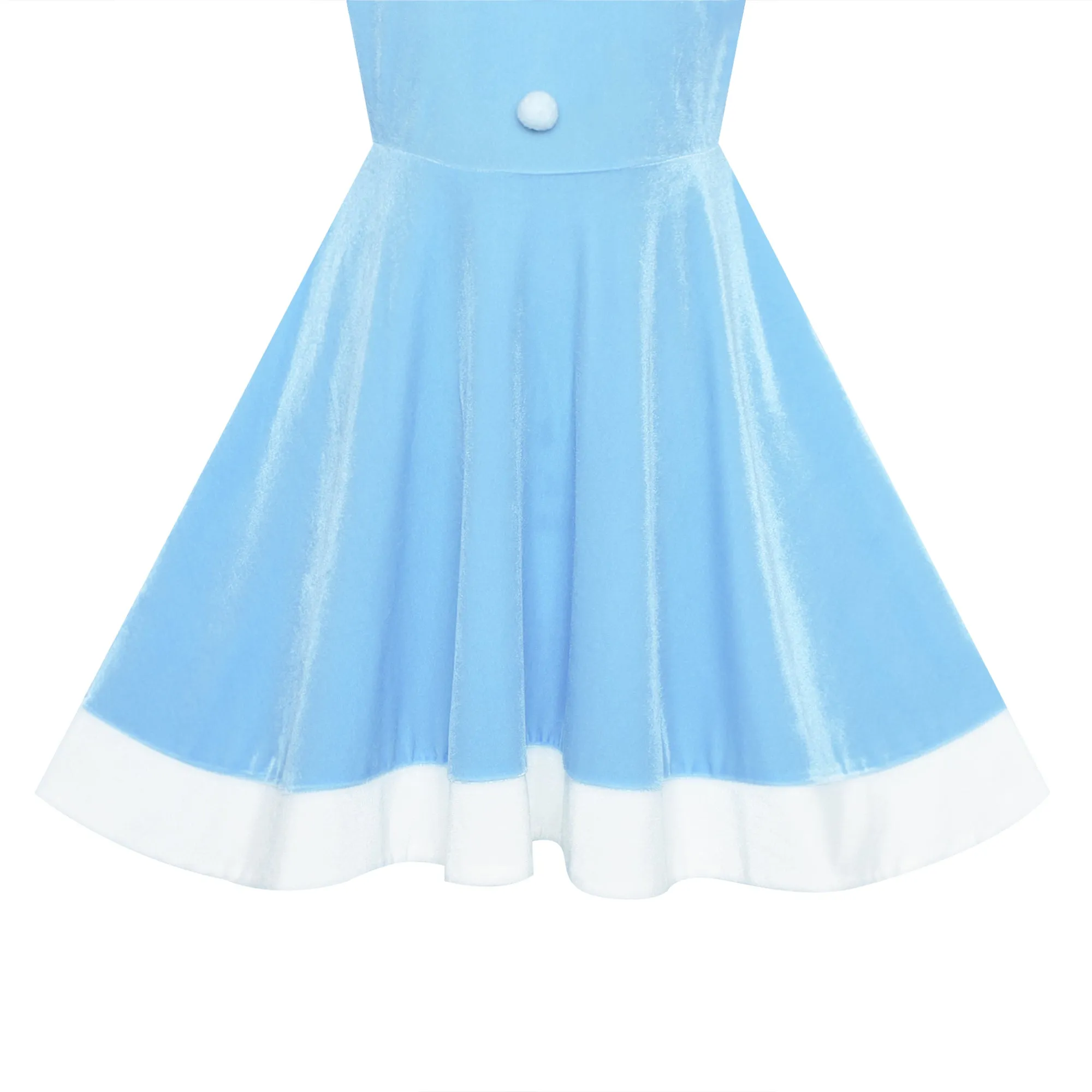 Girls Dress Rhinestone Ruffle Mock Collar Puff Sleeve Christmas Party Size 4-14 Years
