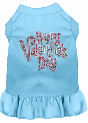 Happy Valentines Day Rhinestone Dress Baby Blue 4x