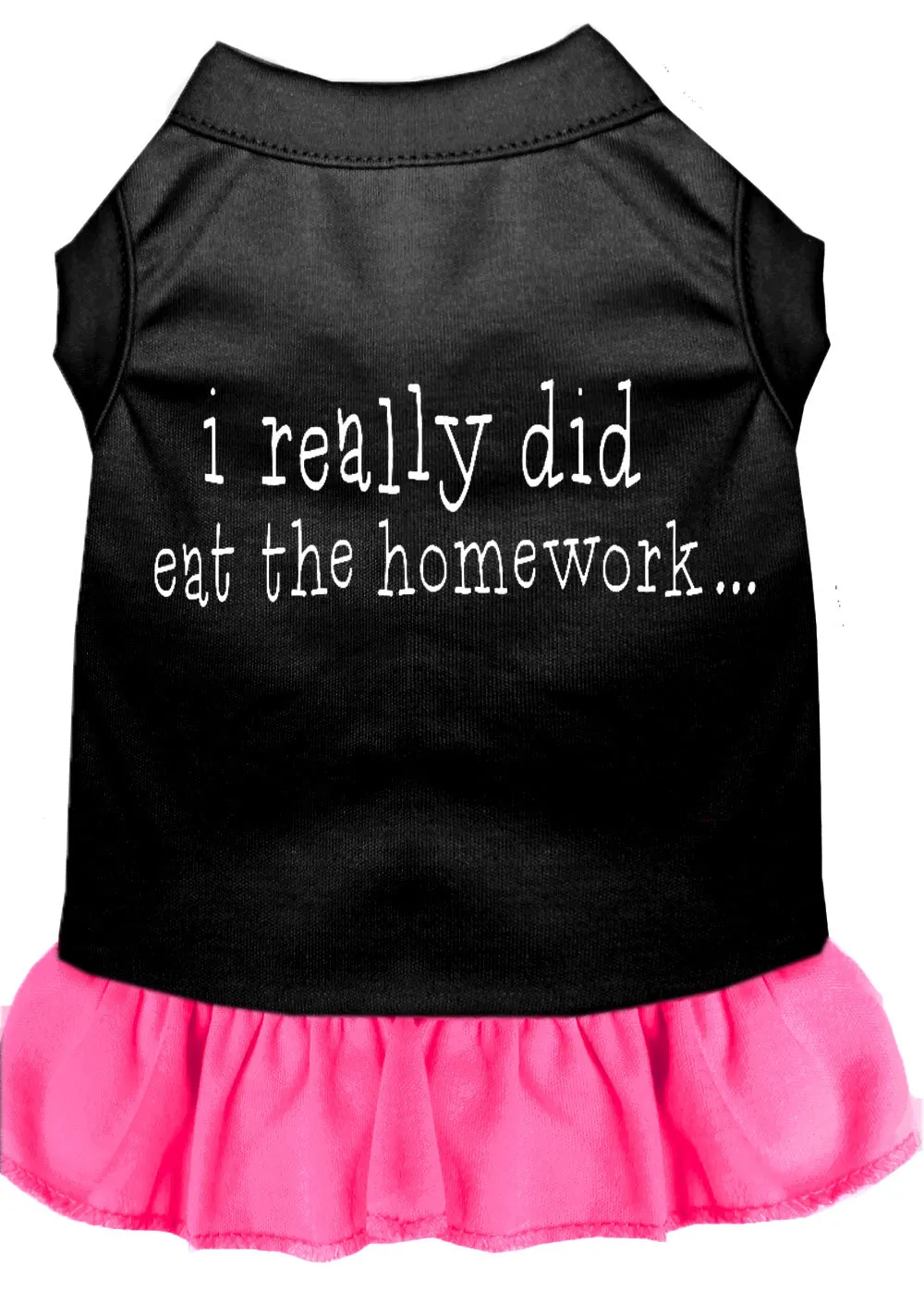 I Really Did Eat The Homework Screen Print Dress Black With Bright Pink Xl