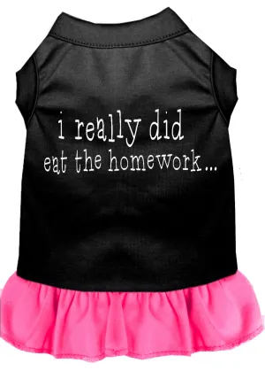 I Really Did Eat The Homework Screen Print Dress Black With Bright Pink Xl