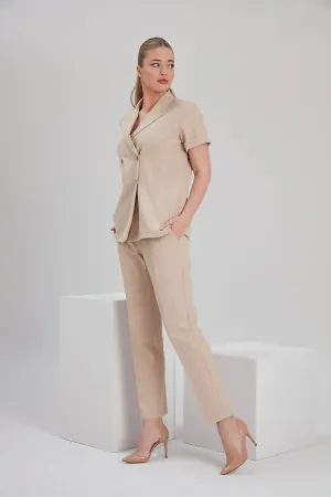 IRIS BEIGE STRAIGHT-LEG PANTS