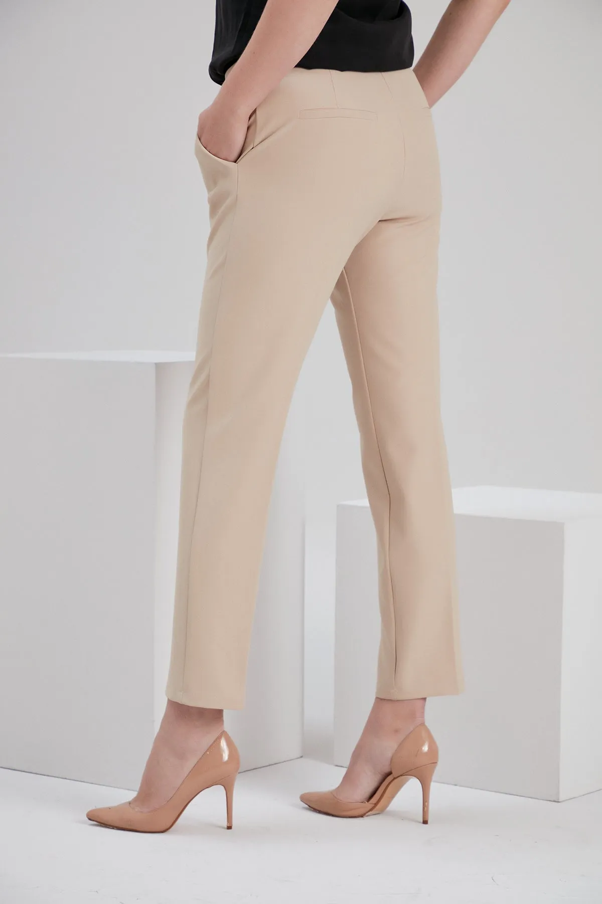 IRIS BEIGE STRAIGHT-LEG PANTS
