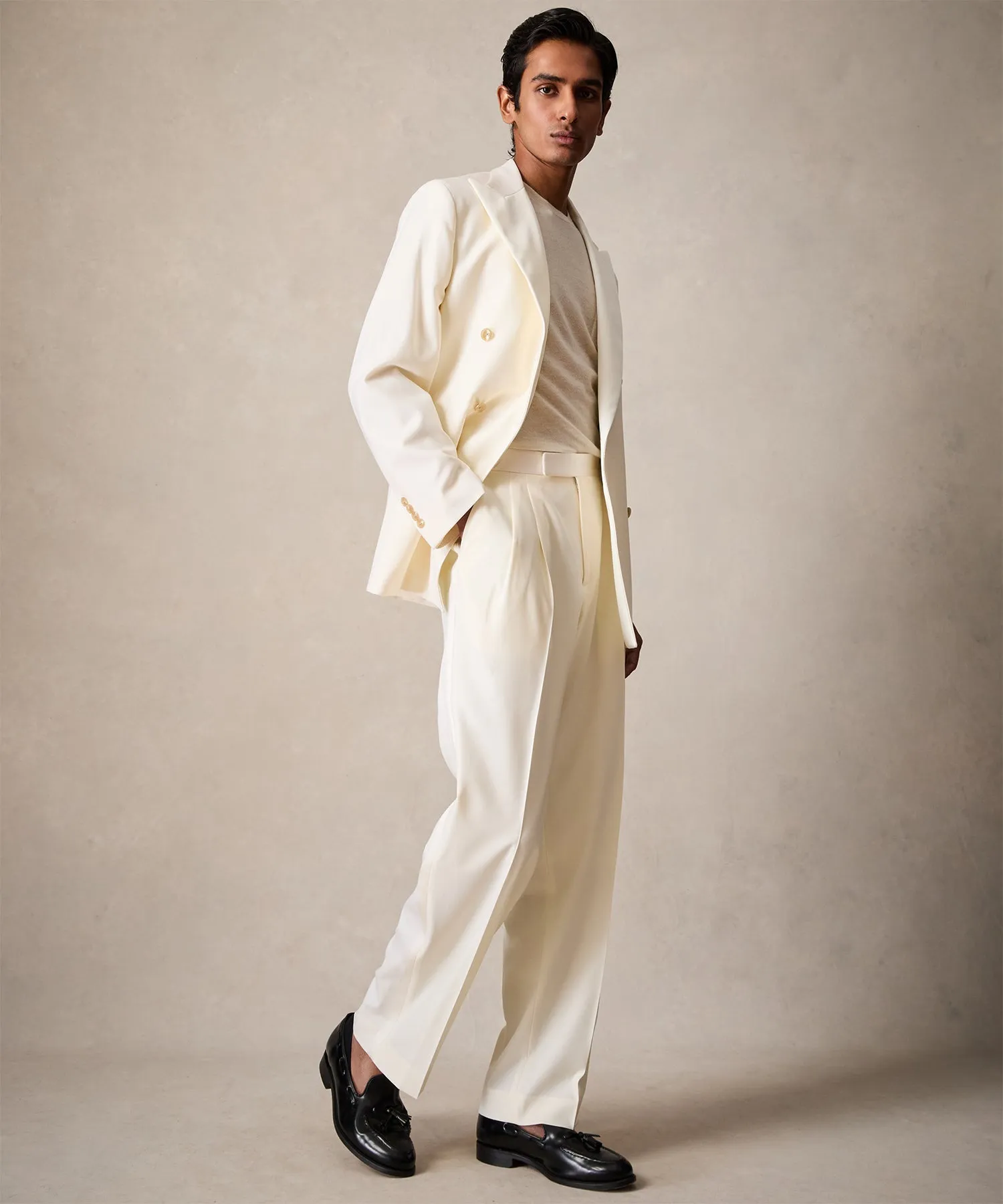 Italian Wool Relaxed Tuxedo Trouser