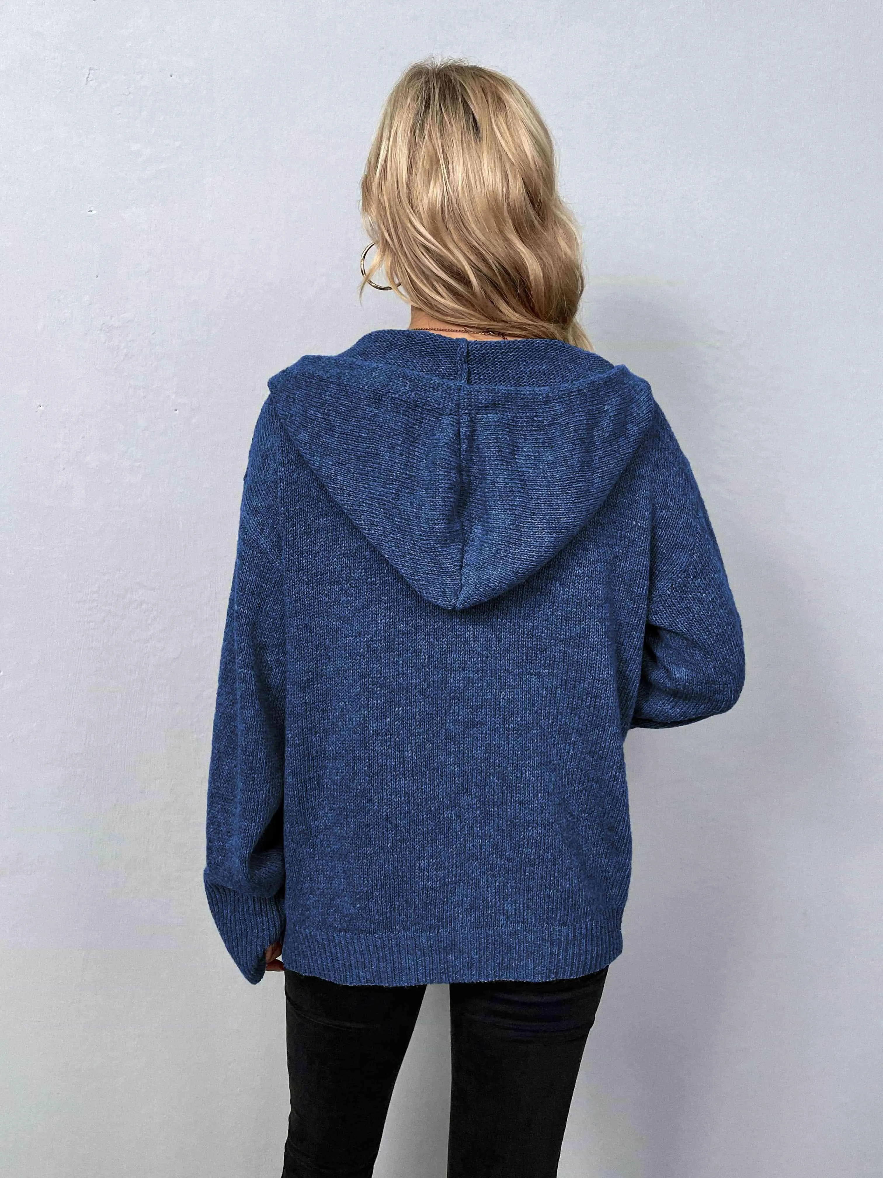 Keep Warm Button Down Hooded Knitted Cardigan