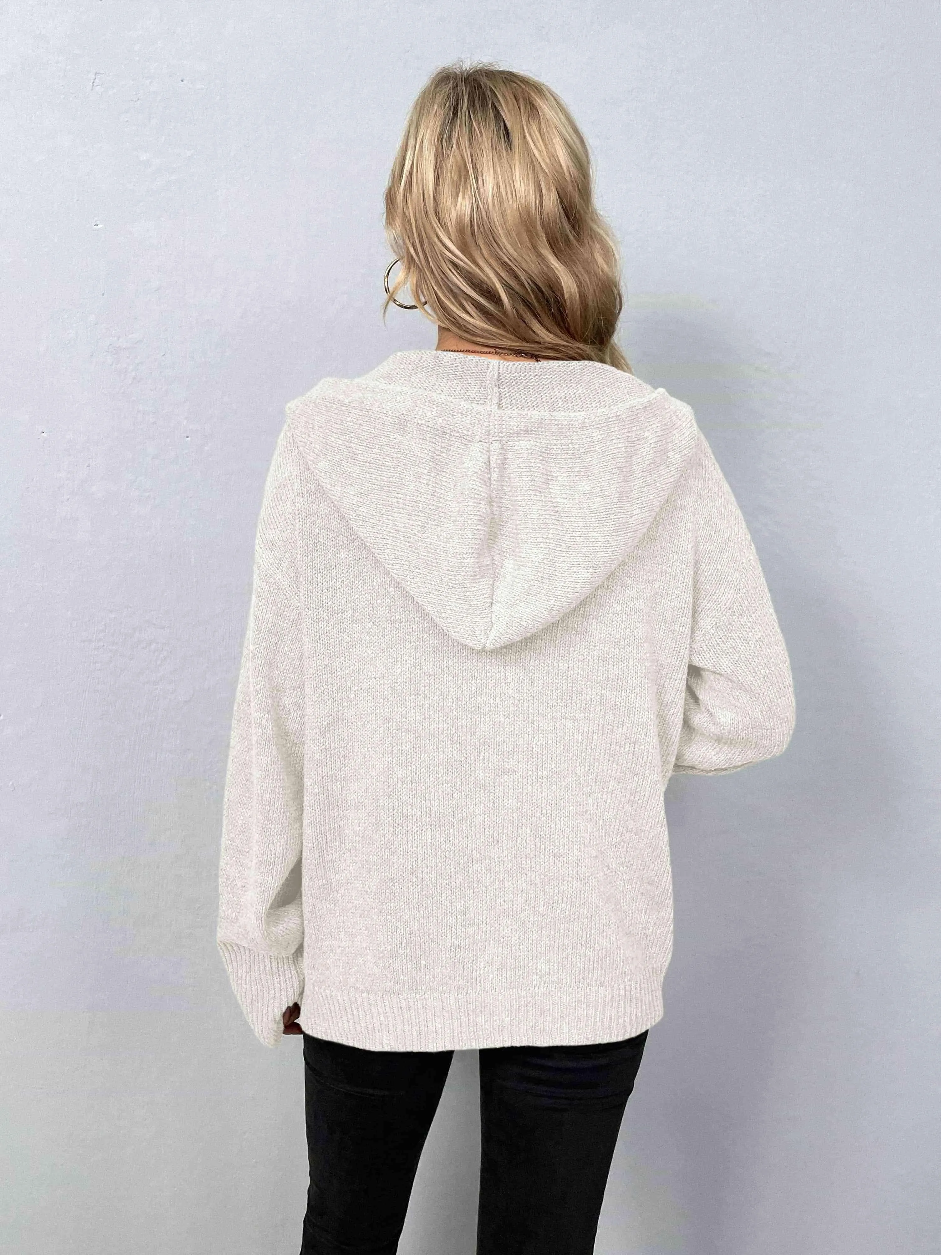 Keep Warm Button Down Hooded Knitted Cardigan
