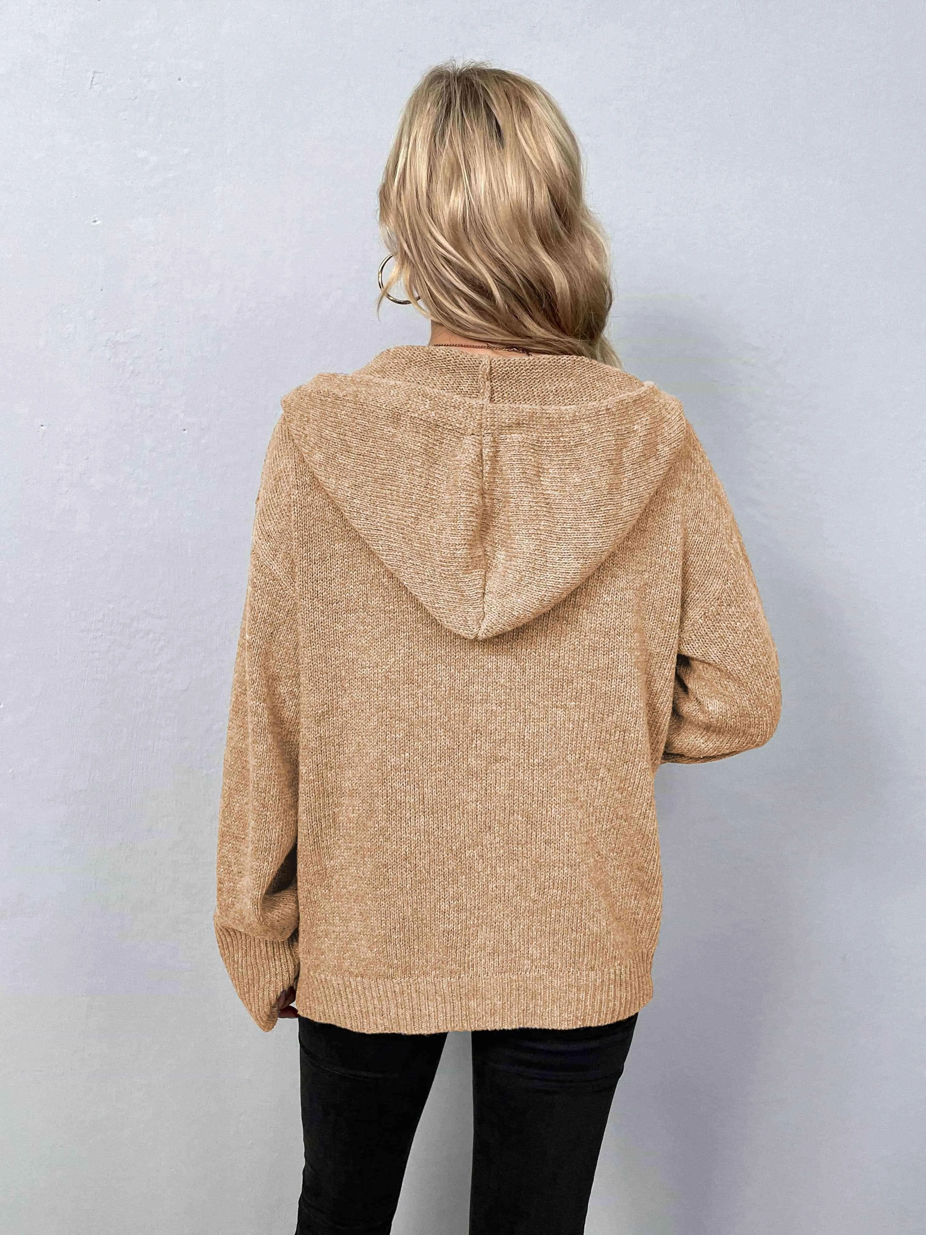 Keep Warm Button Down Hooded Knitted Cardigan
