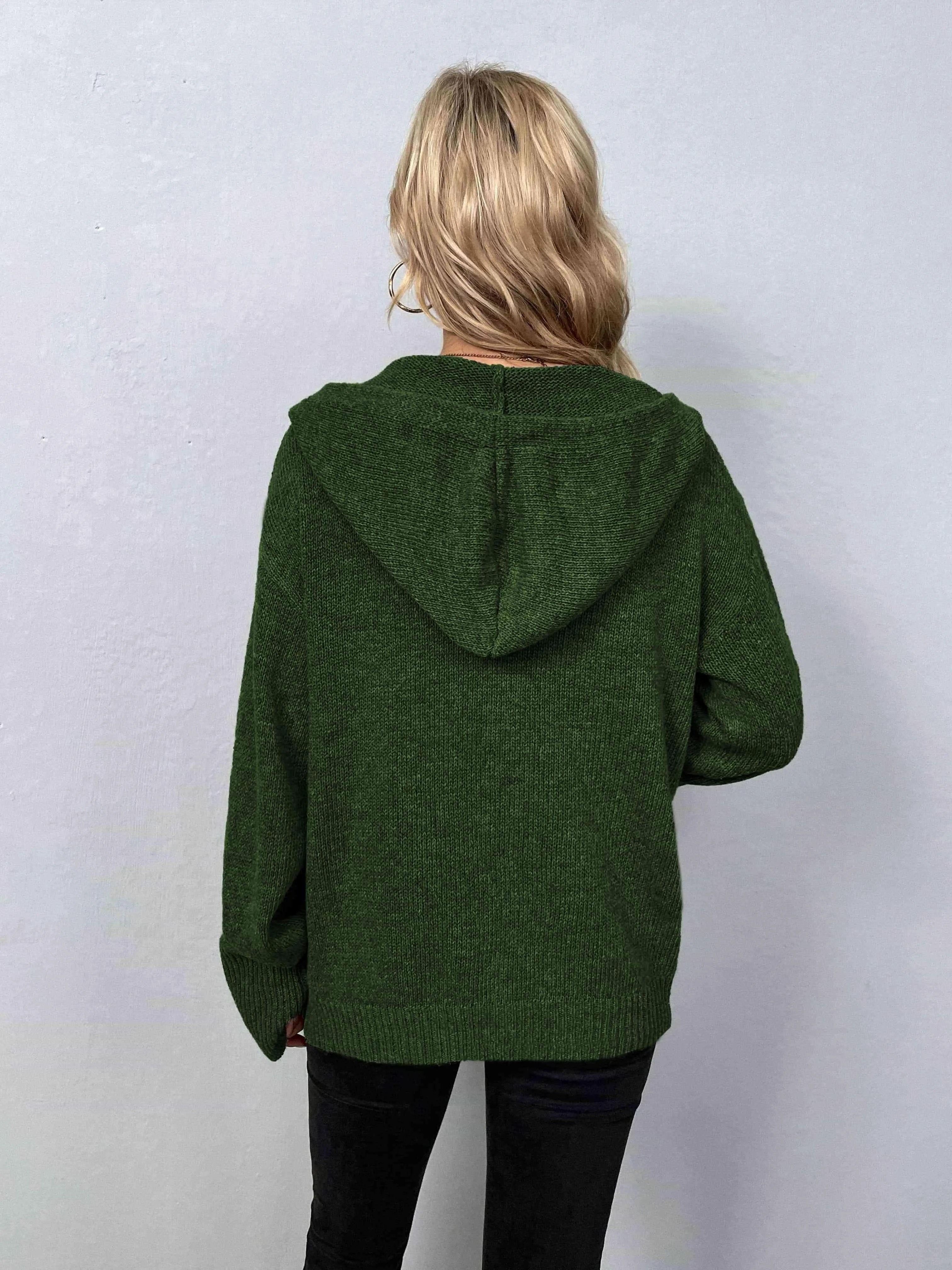 Keep Warm Button Down Hooded Knitted Cardigan