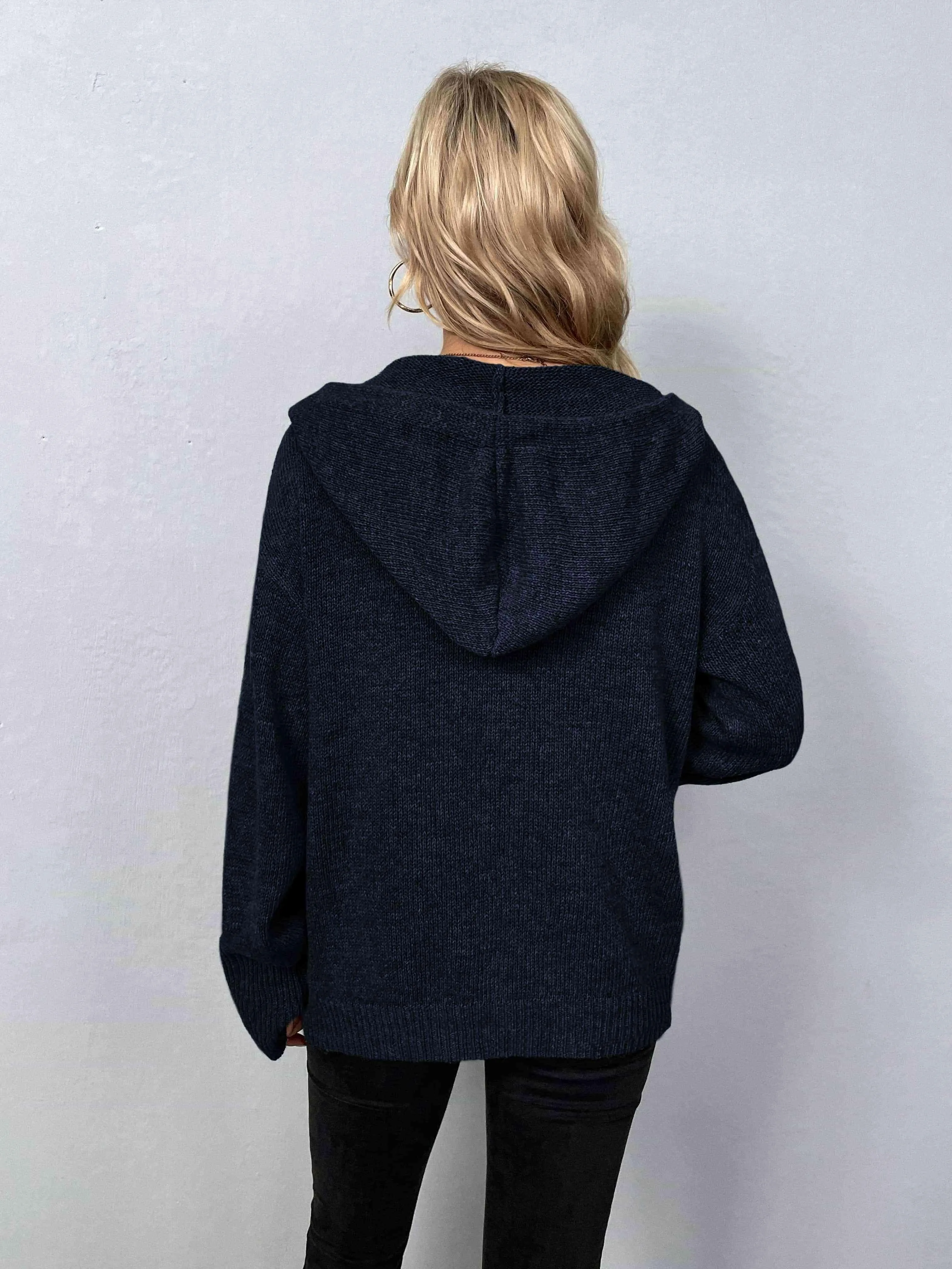 Keep Warm Button Down Hooded Knitted Cardigan