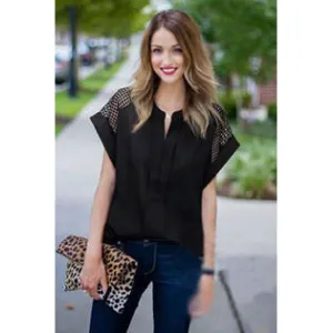 Ketty More Women Loose Lace Decorated Sleeves Shirt-KMWSB817