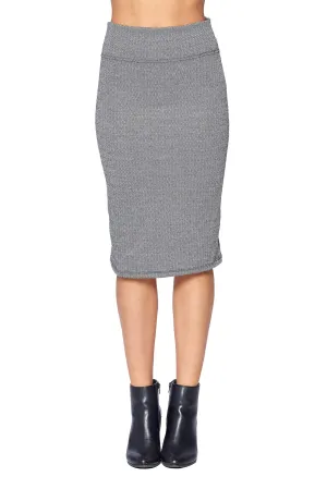 Khanomak Women's Knit Plaid Stretch High Rise Pencil Midi Skirt
