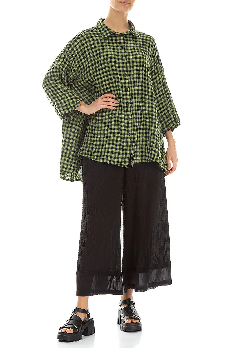 Loose Lime Check Linen Shirt